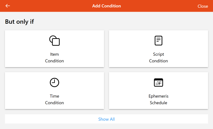 rule condition dialog