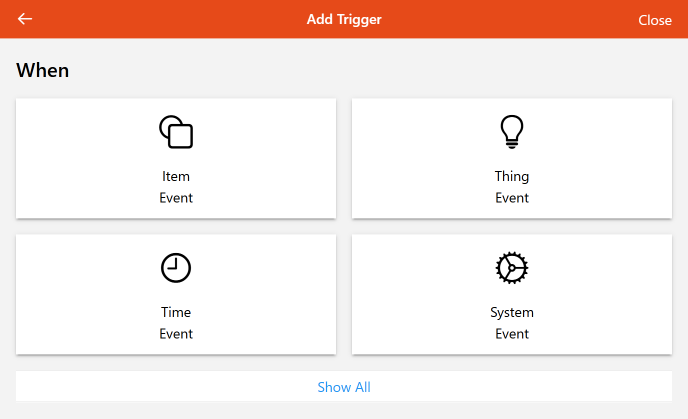 rule triggers dialog